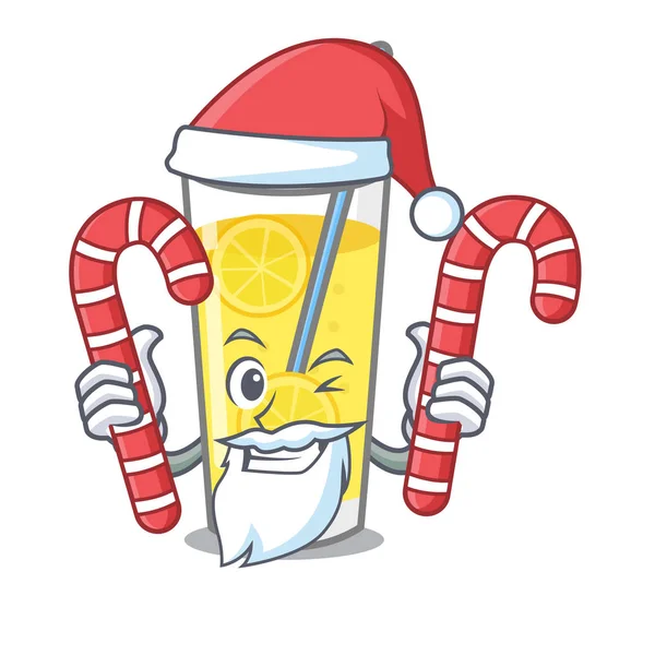 Santa con caramelo limonada mascota de dibujos animados estilo — Vector de stock