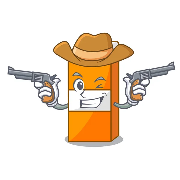 Cowboy pacote suco personagem desenhos animados —  Vetores de Stock