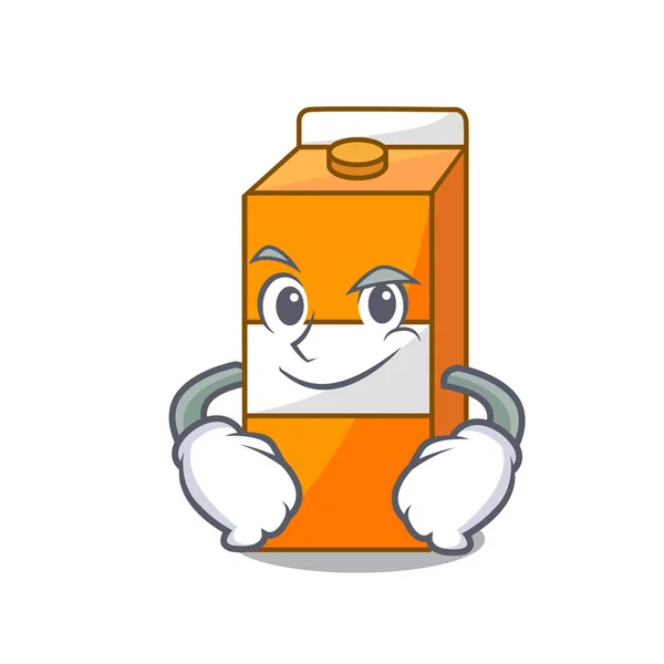 Smirking paquete de jugos personaje de dibujos animados — Vector de stock