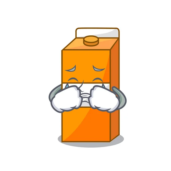 Chorando pacote de suco mascote cartoon — Vetor de Stock