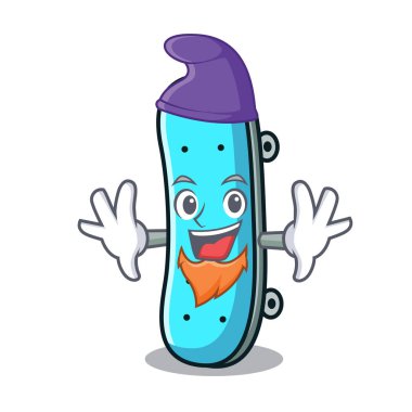 Elf kaykay karakter karikatür tarzı vektör çizim