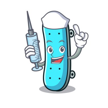 Hemşire kaykay karakter karikatür tarzı