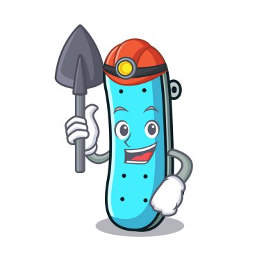 Madenci kaykay maskot karikatür tarzı