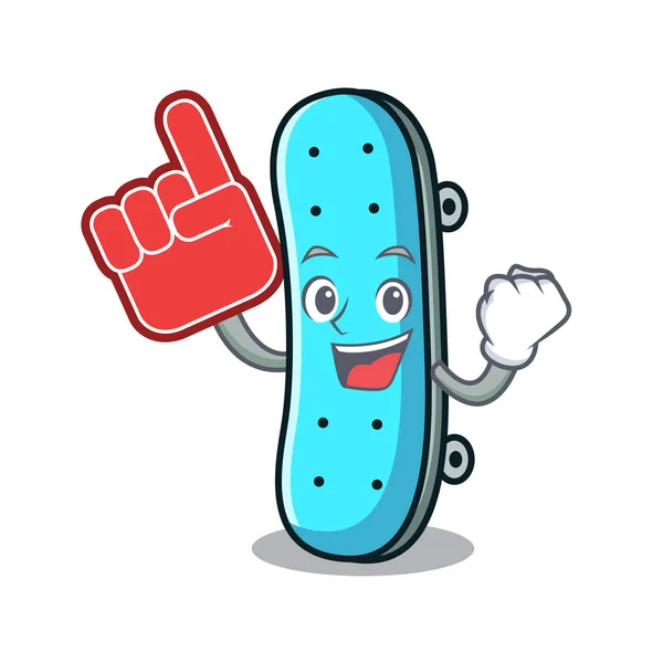 泡沫手指滑板吉祥物卡通风格 — 图库矢量图片