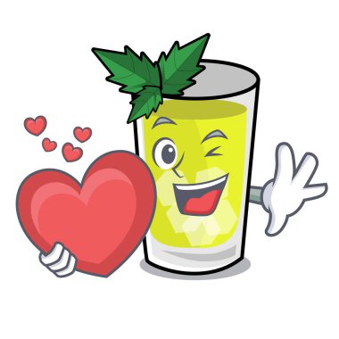 Kalp sakinleşmek maskot karikatür vektör halat ile