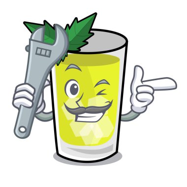 Mekanik sakinleşmek maskot karikatür vektör halat