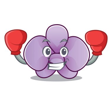 Boks orkide çiçek karakter karikatür vektör çizim