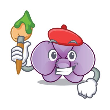 Sanatçı orkide çiçek karakter karikatür vektör çizim