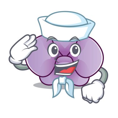 Denizci orkide çiçek karakter karikatür vektör çizim