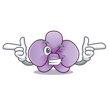 Wink orkide çiçek karakter karikatür vektör çizim