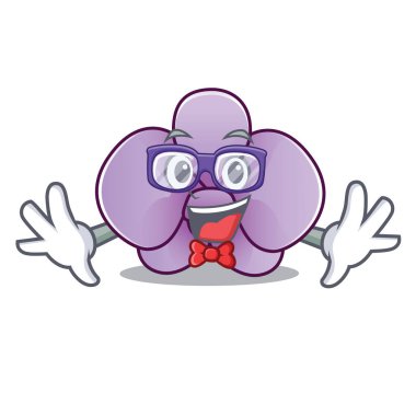 Geek orkide çiçek karakter karikatür vektör çizim