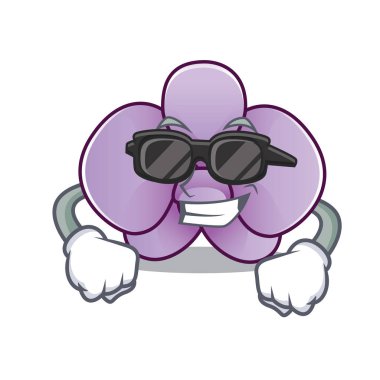 Süper cool orkide çiçek karakter karikatür vektör çizim