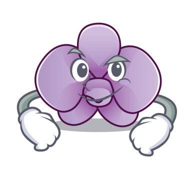 Smirking orkide çiçek karakter karikatür vektör çizim