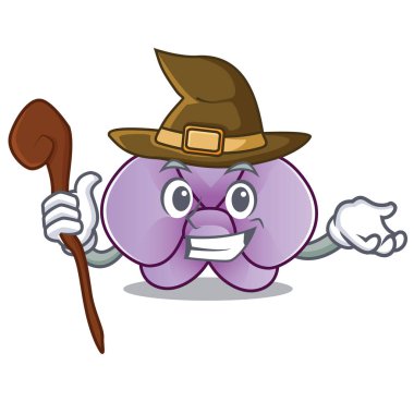 Cadı orkide çiçek maskot karikatür vektör çizim