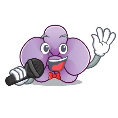 Orkide çiçek maskot karikatür vektör çizim şarkı