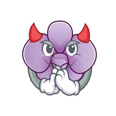 Şeytan orkide çiçek maskot karikatür vektör çizim