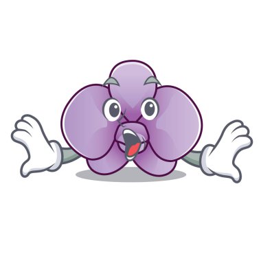Orkide çiçek maskot karikatür vektör çizim şaşırttı