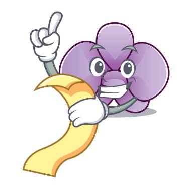 Menü orkide çiçek maskot karikatür vektör çizim ile