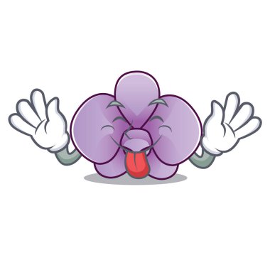 Orkide çiçek maskot karikatür vektör çizim dil