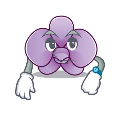 Orkide çiçek maskot karikatür vektör çizim bekliyor