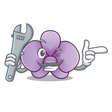 Mekanik orkide çiçek maskot karikatür vektör çizim