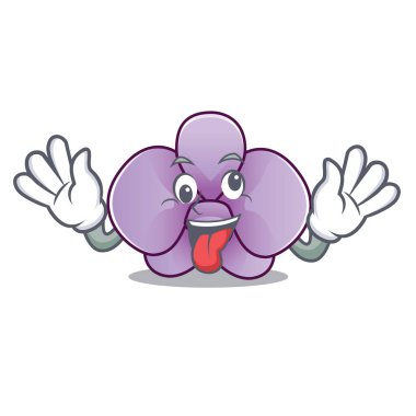 Deli orkide çiçek maskot karikatür vektör çizim