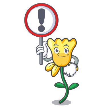 İşareti nergis çiçek karakter karikatür ile