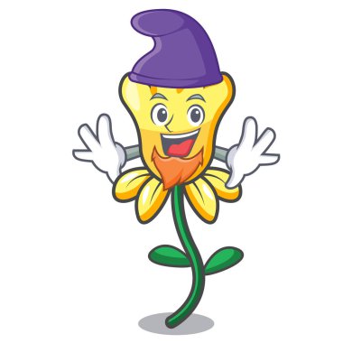 Elf nergis çiçek karakter karikatür vektör çizim