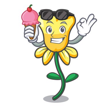 Dondurma nergis çiçek karakter karikatür vektör çizim ile