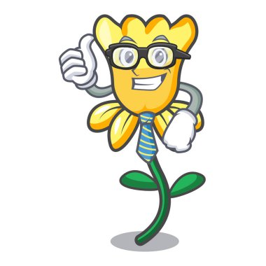 İşadamı nergis çiçek karakter karikatür vektör çizim