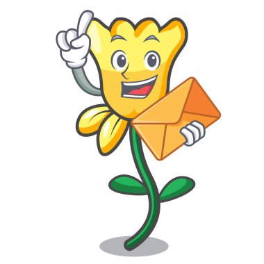 Zarf nergis çiçek karakter karikatür vektör çizim ile