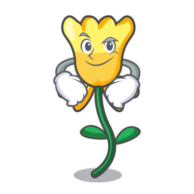 Smirking nergis çiçek karakter karikatür vektör çizim