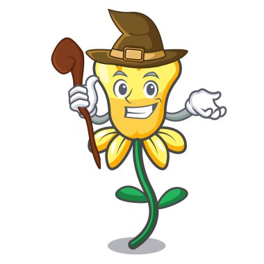 Cadı nergis çiçek maskot karikatür vektör çizim