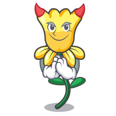 Şeytan nergis çiçek maskot karikatür vektör çizim