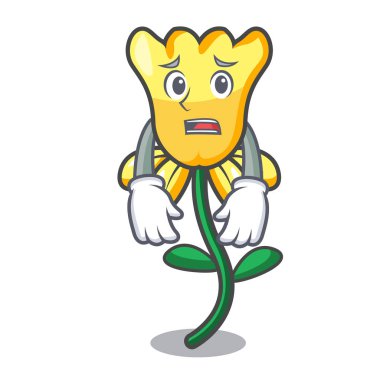 Korkarım nergis çiçek maskot karikatür vektör çizim