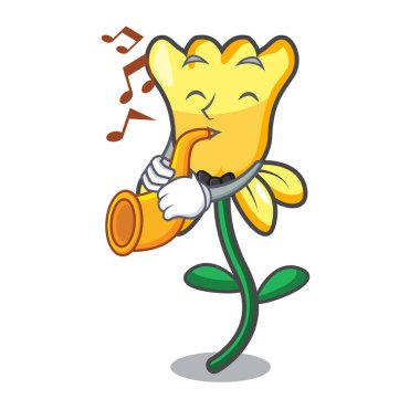 Trompet nergis çiçek maskot karikatür vektör çizim ile