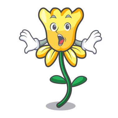 Sürpriz nergis çiçek maskot karikatür vektör çizim