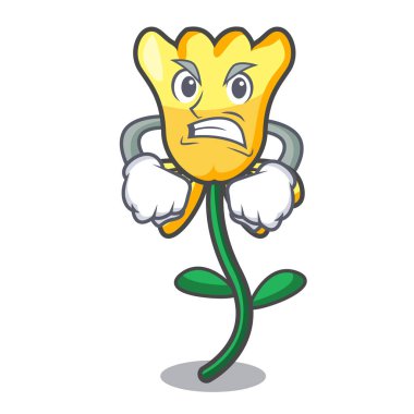 Kızgın nergis çiçek maskot karikatür vektör çizim