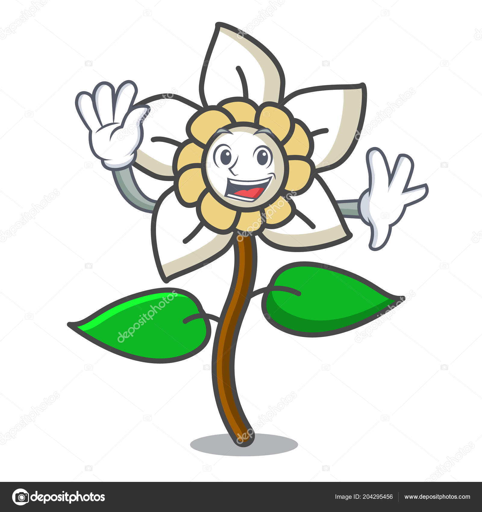 Illustration Vectorielle Fleur Jasmin Personnage Dessin