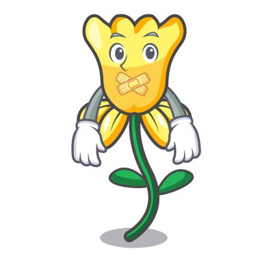 Sessiz nergis çiçek maskot karikatür vektör çizim