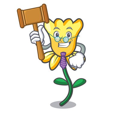 Yargıç nergis çiçek maskot karikatür vektör çizim