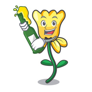 Bira nergis çiçek maskot karikatür vektör çizim ile