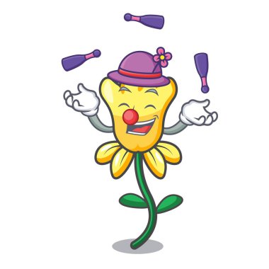Nergis çiçek maskot karikatür vektör çizim hokkabazlık