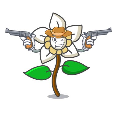 Kovboy Yasemin çiçeği karakter karikatür vektör çizim