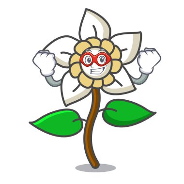 Süper kahraman Yasemin çiçek karakter karikatür vektör çizim