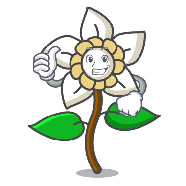 Yasemin çiçeği karakter karikatür vektör çizim yaşasın