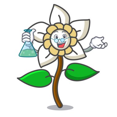Profesör Yasemin çiçeği karakter karikatür vektör çizim