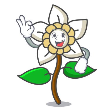 Tamam Yasemin çiçeği karakter karikatür vektör çizim