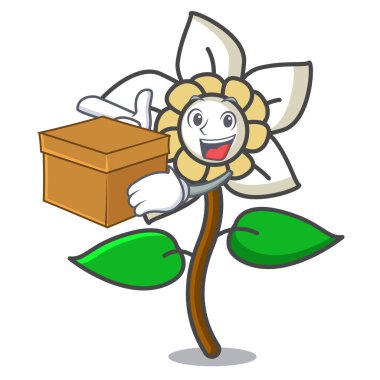 Kutusu Yasemin çiçeği karakter karikatür vektör çizim ile