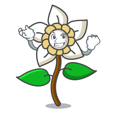 Başarılı Yasemin çiçeği karakter karikatür vektör çizim
